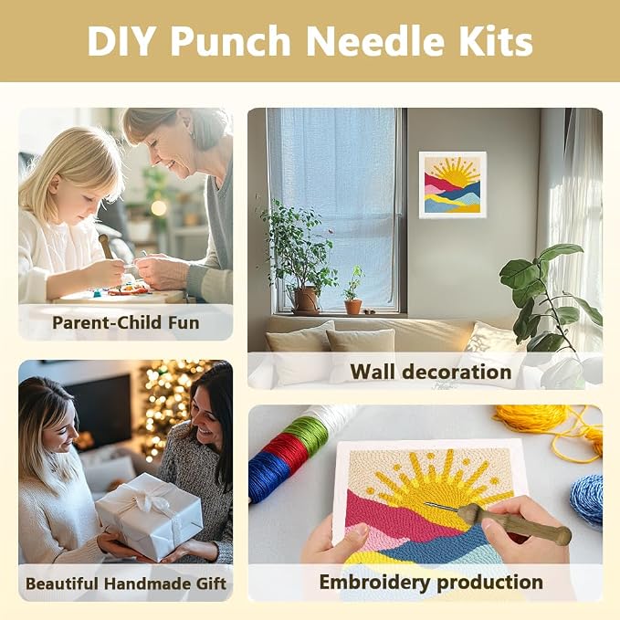Doodlream Colorful Mountain Sun DIY Punch Needle Embroidery Kit - Image 4