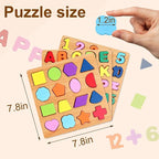Wooden Puzzles for Toddlers 3-5, Boys & Girls, Montessori Toddler | 3 in 1 - Image 2