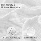 100% Cotton Muslin Blanket King 108" x 90", 6 Layers Breathable and Lightweight - Image 2