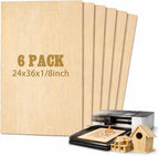 Juexica 6 Pcs 24" X 36" X 1/8" Basswood Sheets 3mm Plywood Board Craft Wood by Juexica