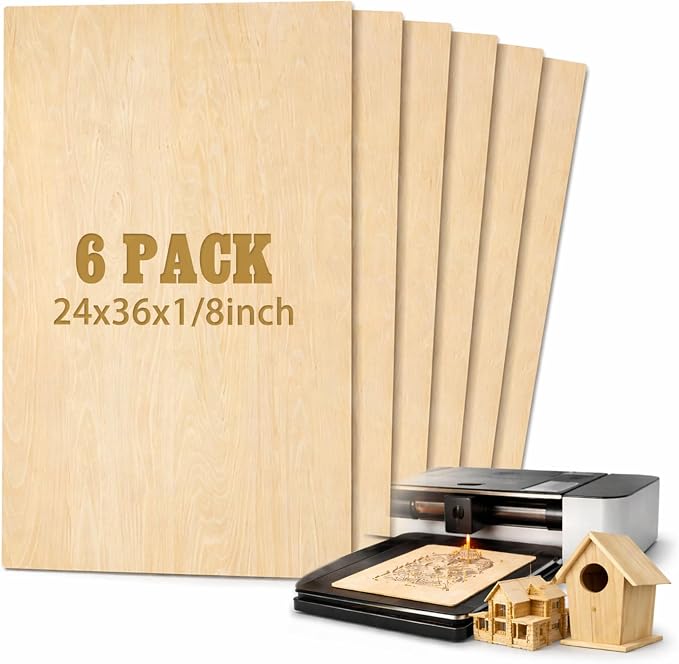 Juexica 6 Pcs 24" X 36" X 1/8" Basswood Sheets 3mm Plywood Board Craft Wood by Juexica