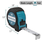 Mr. Pen- Retractable Tape Measure 25 ft, Teal & Black, Easy Read | Steel - Image 2