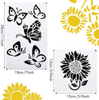 8 Pieces Sunflower Butterflies Painting Stencils Flower Butterfly Stencil Kit - Image 2