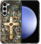 for Samsung Galaxy S23 Plus Case, Christian Cross Stained Glass Pattern Glossy - Image 2