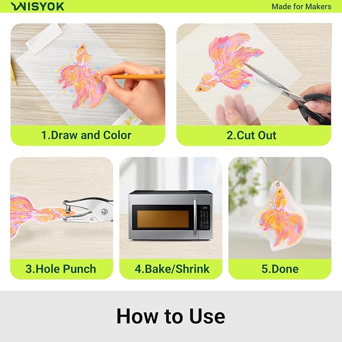 WISYOK 38pcs Shrinky Plastic Sheets Kits, Shrink Film - Image 4