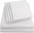 Queen Sheets Pinstripe White by SweetHomeCollection