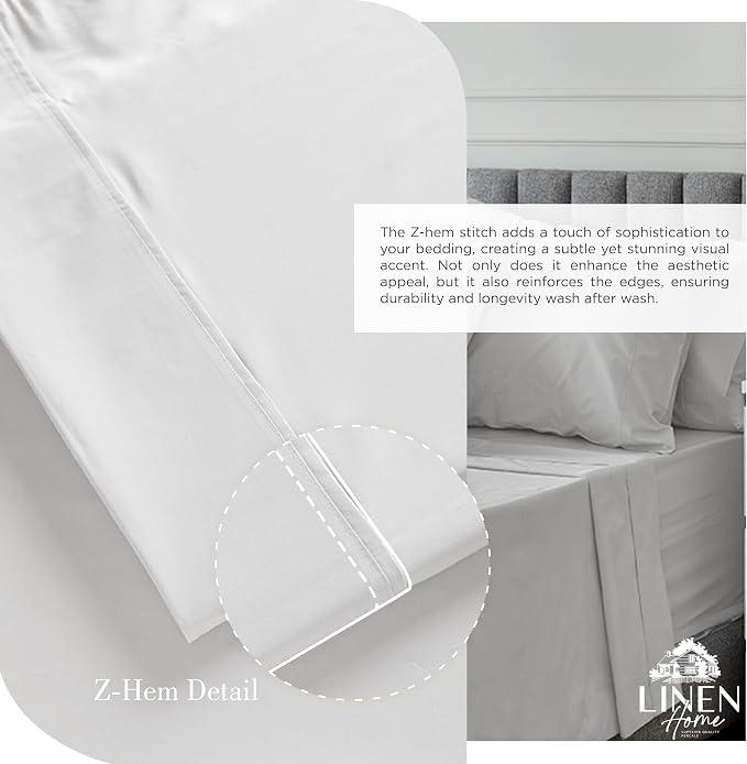 Linen Home 100% Cotton Percale Sheet Set Pack of 2, King Size, Deep Pocket - Image 3