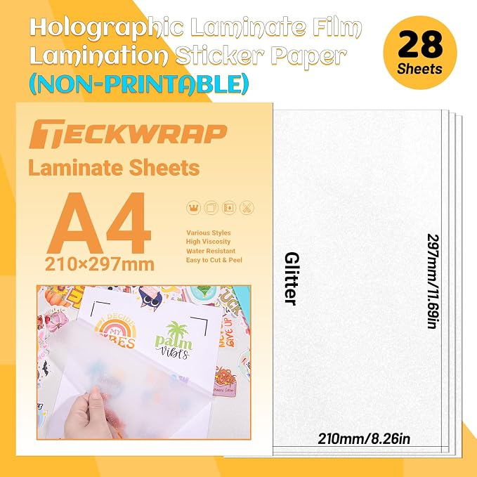 TECKWRAP Holographic Laminate Sheets Waterproof Laminating Sheets - Image 2