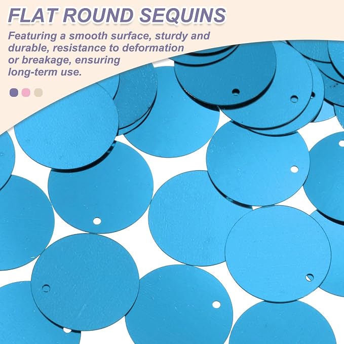 MECCANIXITY 700 Pcs Flat Round Sequins 15mm/0.6 Inch Loose Paillettes Craft - Image 3