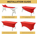 10-Pack 6ft Red Spandex Table Covers - Image 5