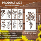8 Pcs Large Flower Stencils for Painting, 2.9 X 5.9 Inch Flower Stencils for - Image 2