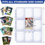 100 Pack 9 Pocket Card Sleeves Binder Sheets, Holds 1800 Cards, Trading Card - Image 3