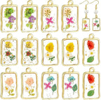 PH PandaHall 14pcs 7 Styles Resin Flower Charms 1 inch Dried Pressed Flower by PHPandaHall