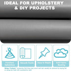 Grey Faux Leather Fabric 118"×55" Smooth Grain Upholstery Vinyl - Image 3