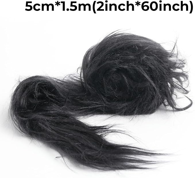 Shaggy Plush Faux Fur Fabric Precut Strips Black Fur Fluffy Fuzzy Craft Fur - Image 2