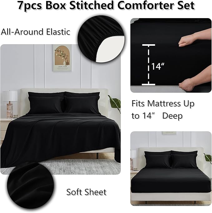 CozyLux Full Size Comforter Sets Black - Image 4