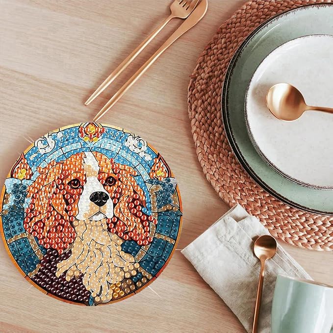 ijbnhd 8 PCS Dog Diamond Art Coasters Kit Diamond Painting Coasters | Dog - Image 5