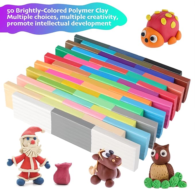 Cyajm 50 Colors Oven Bake Polymer Clay Kit, DIY Jewelry Crafts & Home Decor | - Image 3