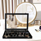 Wudygirl 32 Pairs Jewelry Organizer Velvet Jewelry Tray Clear Lid Earring - Image 2