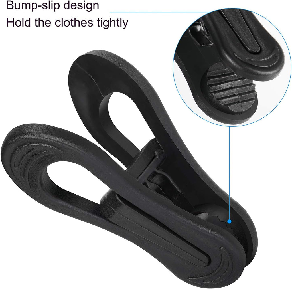 Tinfol Black Plastic Hanger Clips, 24PC Strong Pinch Grip Coat Clips for Skirt Pant Hangers, Multi-Purpose Clothes Hanger Clip for Rounded Hangers