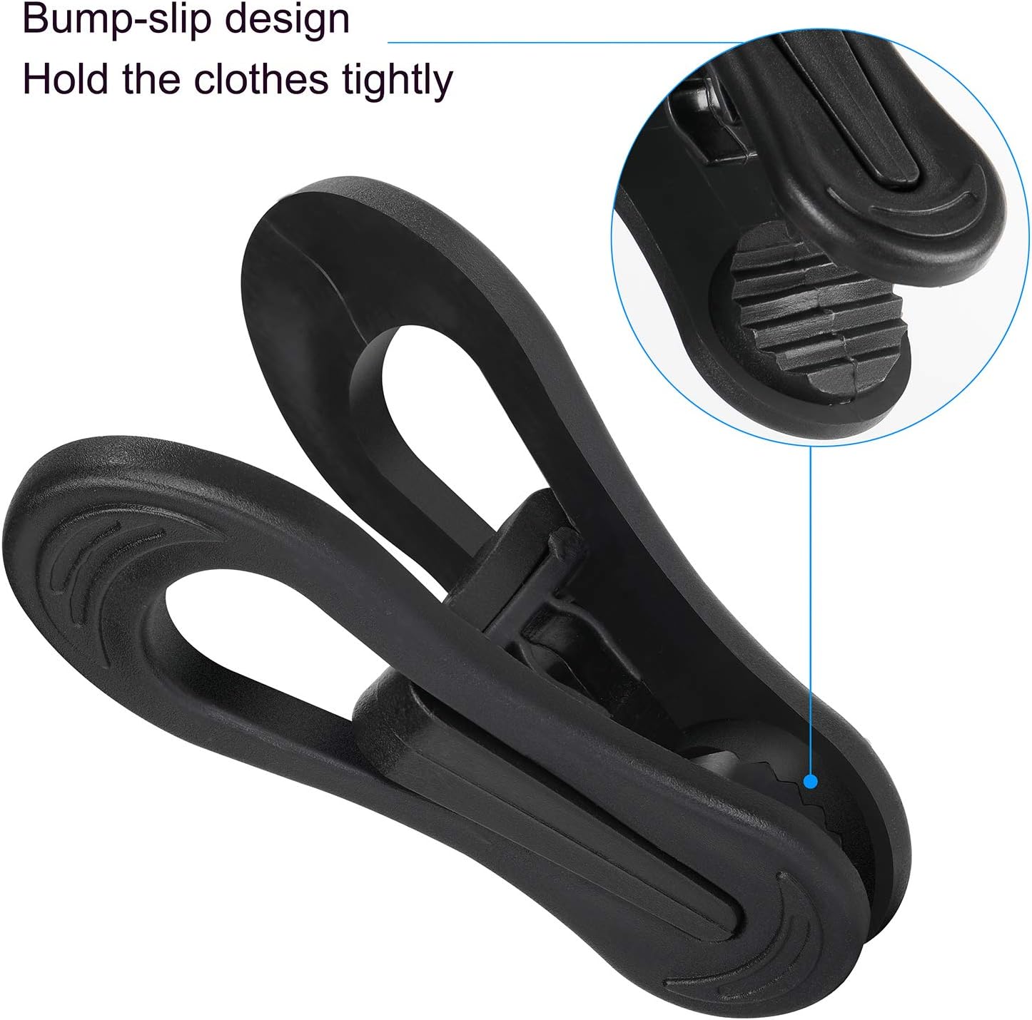 Tinfol Black Plastic Hanger Clips, 24PC Strong Pinch Grip Coat Clips for Skirt Pant Hangers, Multi-Purpose Clothes Hanger Clip for Rounded Hangers