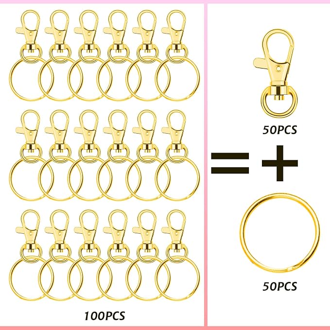Gold Keychain Rings for Craft, Paxcoo 100pcs Keychain Hardware Kit Includes - Image 4