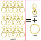 Gold Keychain Rings for Craft, Paxcoo 100pcs Keychain Hardware Kit Includes - Image 4