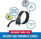VELCRO Brand ONE-WRAP Cable Ties, 8 x 1/2" Black Cord Organization Straps - Image 2