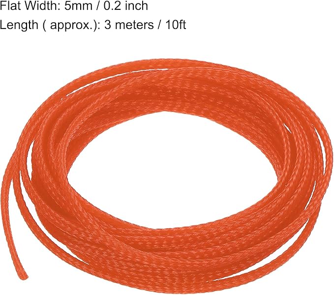 uxcell PET Expandable Sleeving 10ft 1/8" Orange Cable Management Sleeve Cord - Image 3