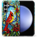 for Samsung Galaxy S24 Case, Stained Glass Cardinal Bird Pattern Glossy 2 in 1 - Image 2