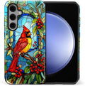 for Samsung Galaxy S25 FE Case, Stained Glass Cardinal Bird Pattern Glossy 2 in by Teonvpu