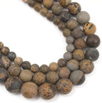 45pcs Natural Matte Yellow Serpentine Gemstone Beads，8mm Frosted Round Loose by Yochus