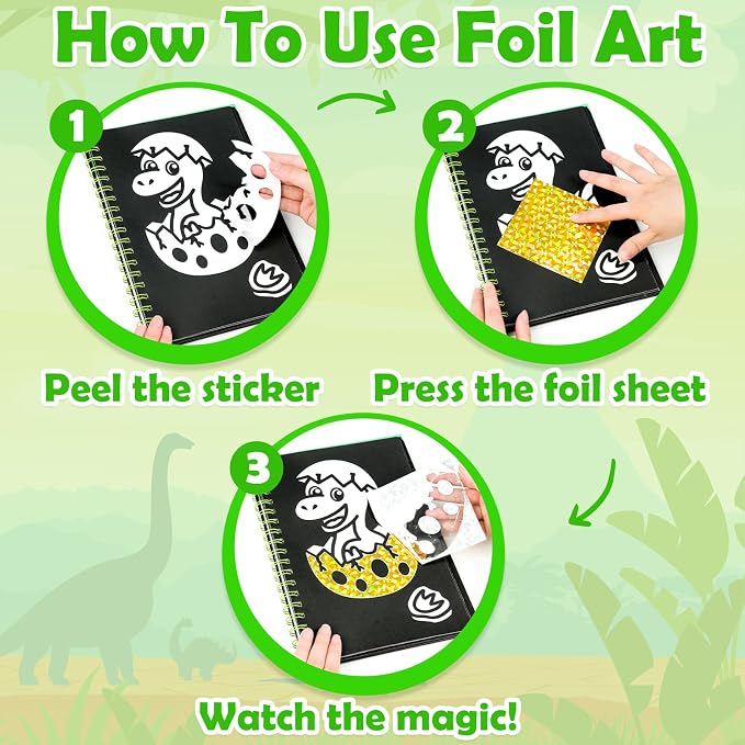 FUNNYB&G Foil Art Craft Kit for Boys 4-10 Years Old: Mess-Free & No-Glue - Image 4