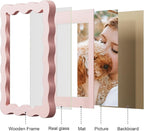 4x6 Picture Frame with Mat for 3.5x5, Wavy Edge Wooden Real Glass Photo Frame - Image 5