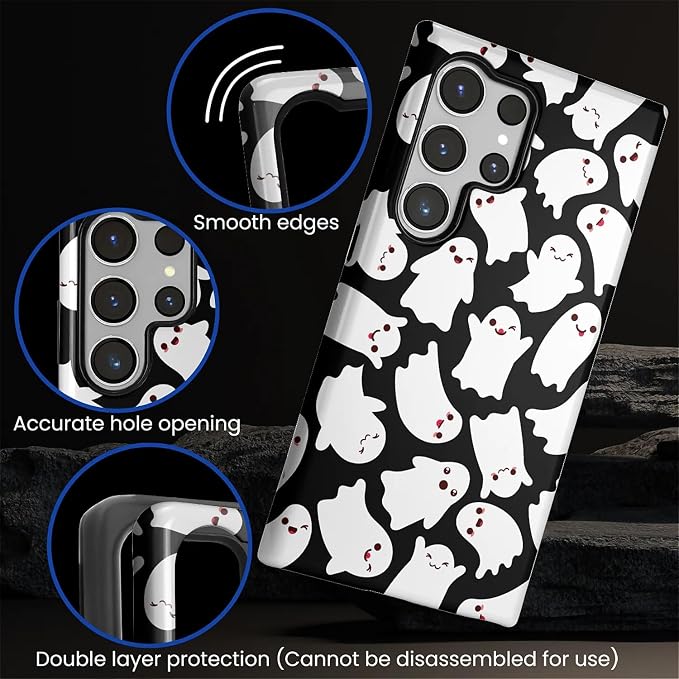 Case for Samsung Galaxy S23 Ultra Case, Halloween Ghosts Bats Design Hybrid - Image 5