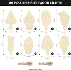 Subacy 80 PCS Unfinished Wood Cutouts 8 Styles DIY Wooden Spring Ornaments - Image 3