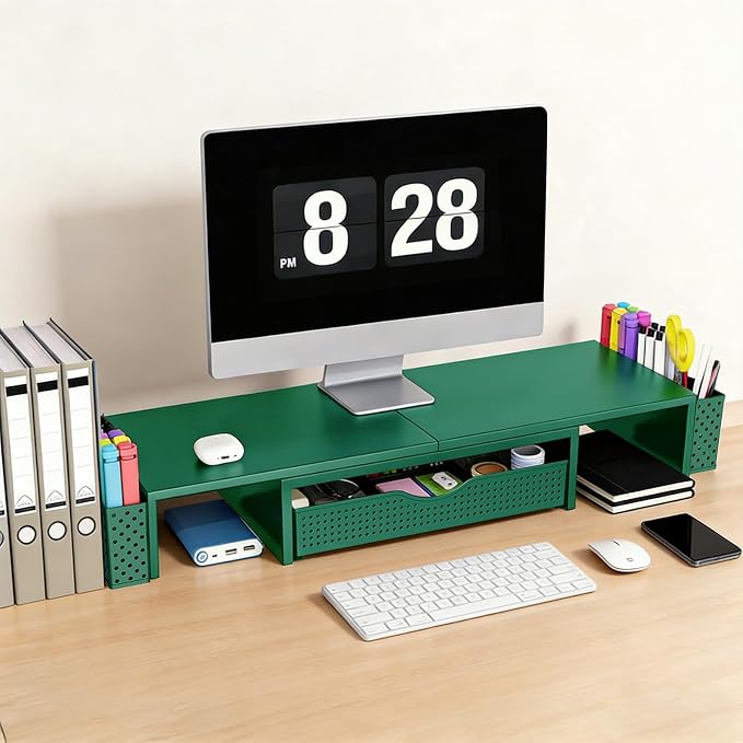 Spacrea Metal Desk Organizers and Accessories, Dual Monitor Stand Riser - Image 2
