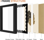 6x8 Picture Frame with Wavy Mat, Wooden Real Glass 6 x 8 Photo Frame - Image 5