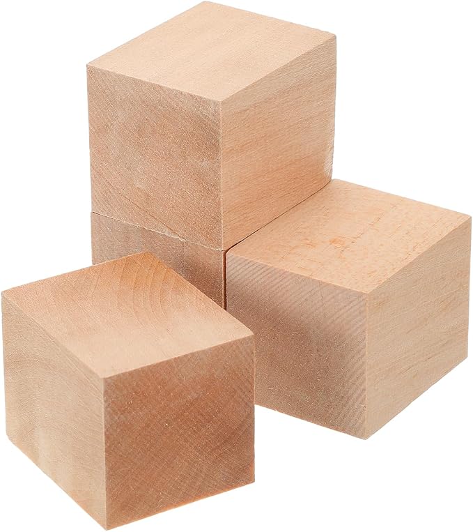 MECCANIXITY 4Pcs Basswood Carving Block, 1.6"x1.6"x2" Square Wooden Dowels by MECCANIXITY