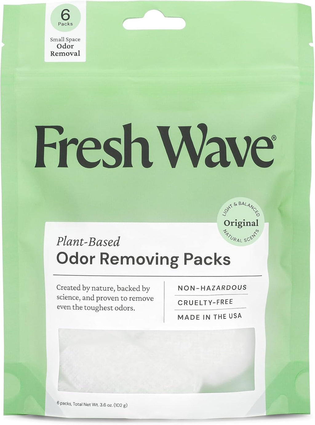 Fresh Wave Odor Eliminating & Deodorizing Packs, Bag of 6 - Safer Odor Relief for Small Spaces, Natural Plant-Based Odor Eliminator, Odor Absorbers for Home