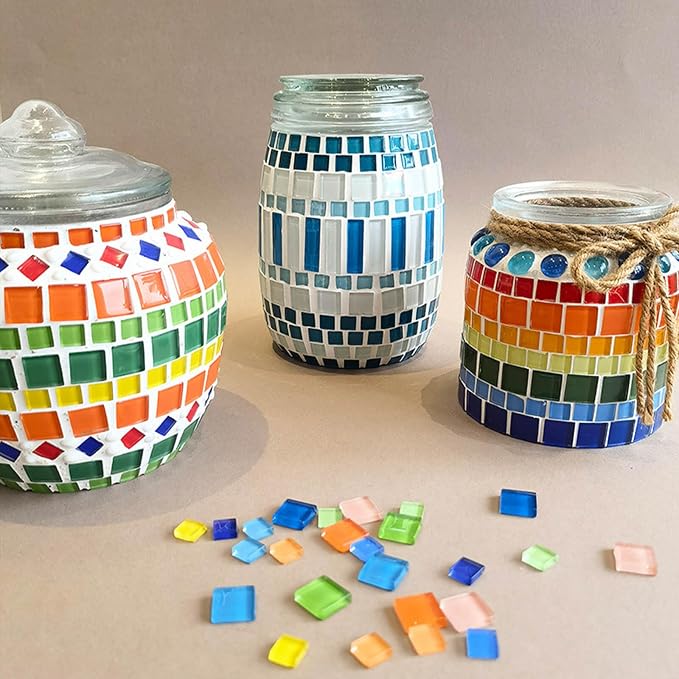 LITMIND 1.1LB Multi-Color Mix Crystal Glass Mosaic Tiles – 0.6 Inch Square - Image 6