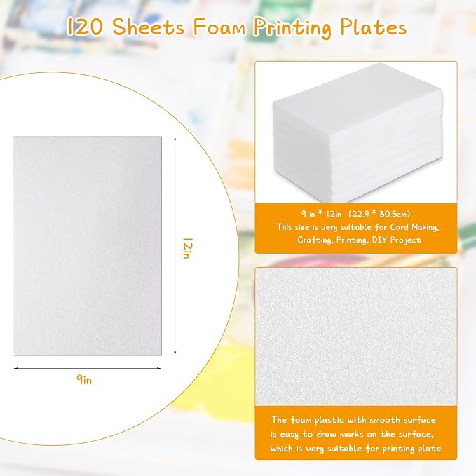 Cholemy 120 Pcs Foam Printing Plates 9 x 12 Inch White Foam Sheets 1/20 Inch - Image 2