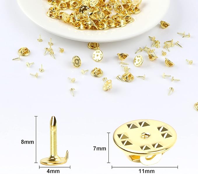 JANYUN 120 Pairs Butterfly Clutch Tie Tacks Safty Secure Pin Back | Gold Holder - Image 2