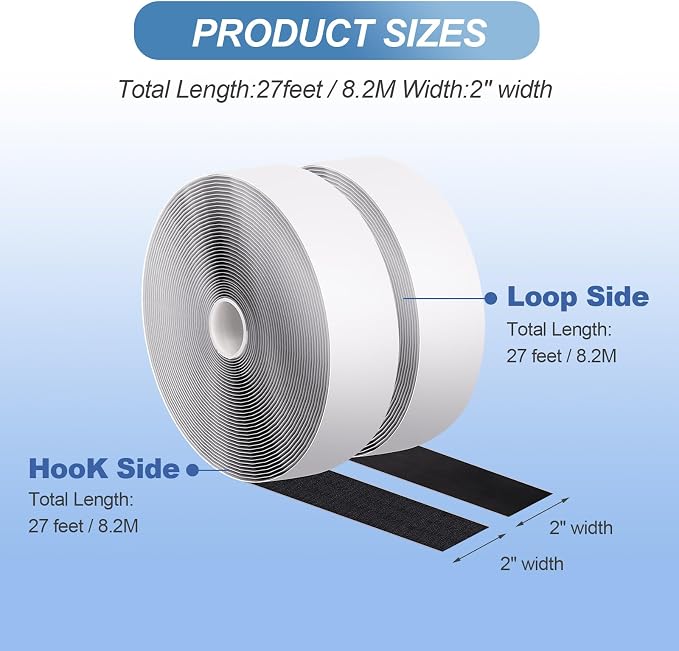 2''×27Ft Black Heavy Duty Hook And Loop Tape Adhesive, No Punching Picture Wall - Image 5