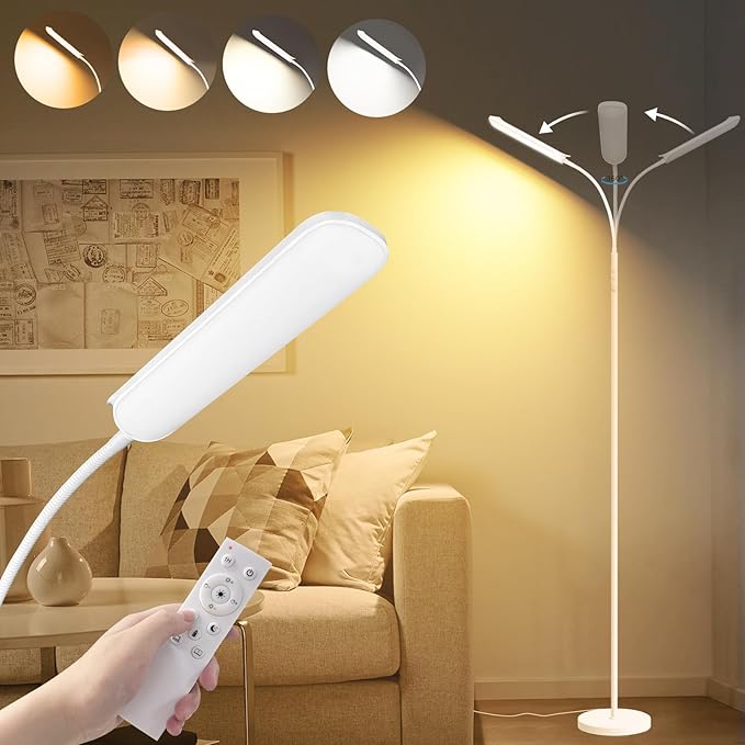 marctronic White Floor Lamp, 18W 1800LM Bright LED Floor Lamps by Marctronic