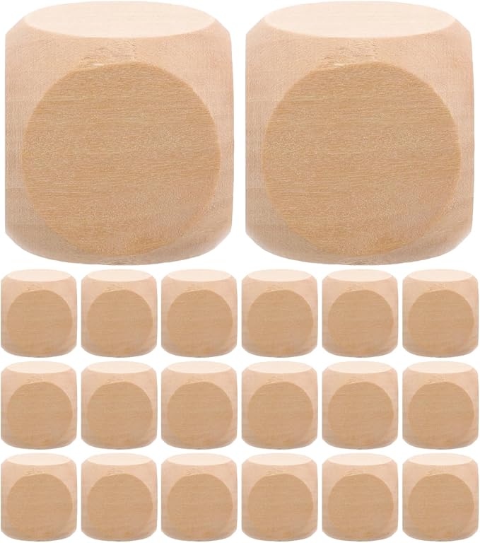 Milisten 20pcs Blank Wooden Dice, Wooden Cubes by Milisten