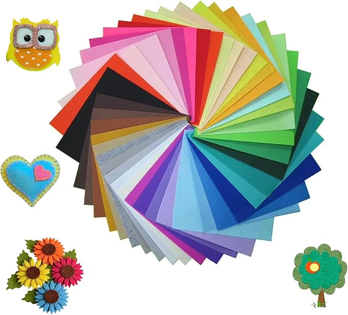 BoAn 40 Pcs Felt Sheets for Crafts 4"x 4", Soft Felt Fabric Squares in Rich by BoAn-Makeyoumorebeautiful