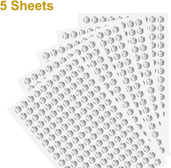 HARFINGTON 5 Sheet/800pcs Rhinestone Adhesive Stickers Self Adhesive Acrylic - Image 3