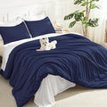 Litanika Navy Blue Twin/Twin XL Comforter Set, 2 Pieces Lightweight Solid by Litanika