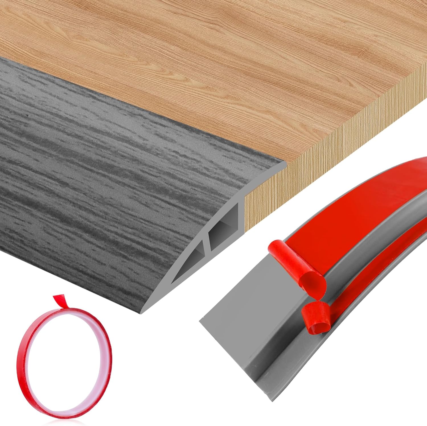 Floor Transition Strip Door Threshold 79" Floor Transition Reducer Trim on The Edges Threshold Strip Self Adhesive Suitable for Doorways, Tiles, Carpet